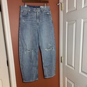 GAP Light Blue Distressed Barrel Jeans